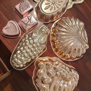 Vintage Copper-Tone Decorative Molds - Shell, Fruit & Heart Shapes